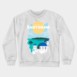 Santorini, Greece - retro travel poster Crewneck Sweatshirt